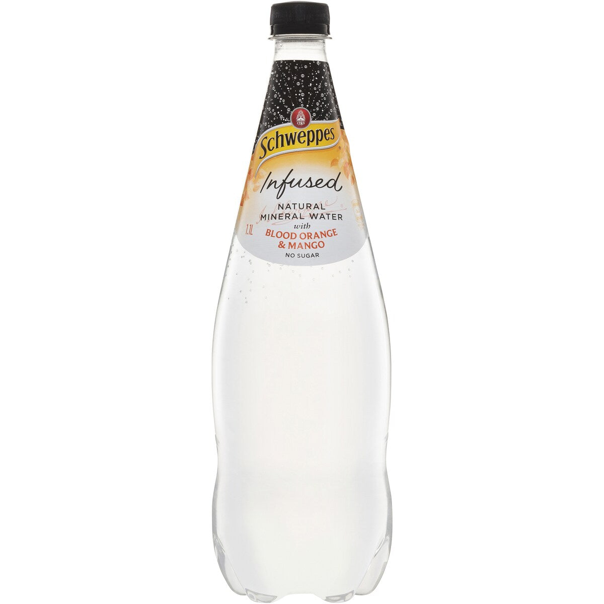 Schweppes Zero Sugar Blood Orange Mango Infused Mineral Water Bottle 1.1L