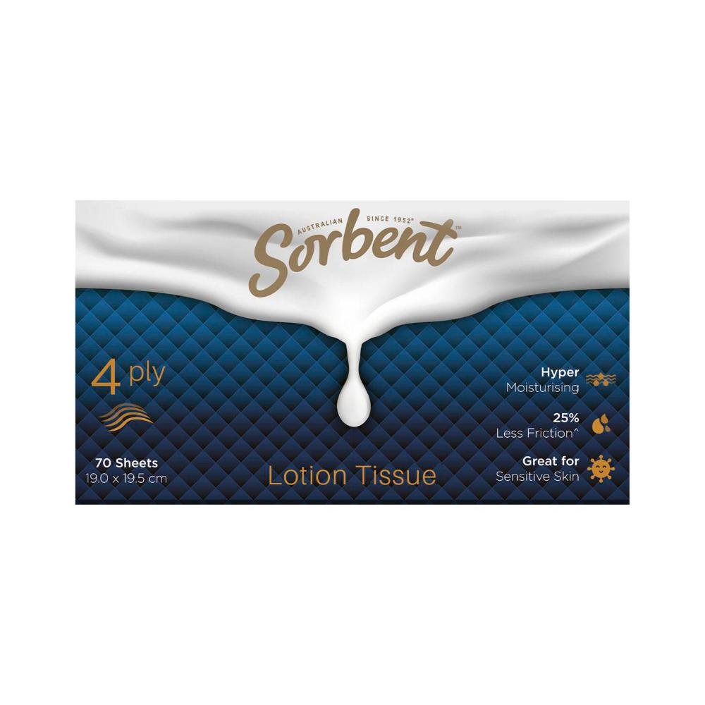 Sorbent 4 Ply Facial Tissues Lotion - 70 Pack