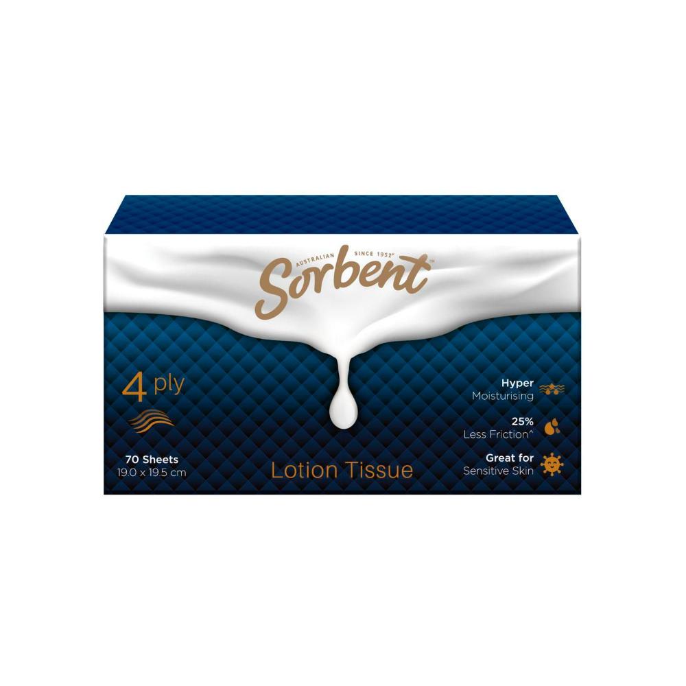 Sorbent 4 Ply Facial Tissues Lotion - 70 Pack