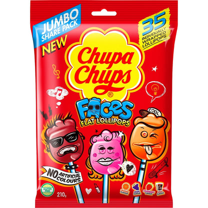 Chupa Chups Faces Flat Lollipops 35 pack