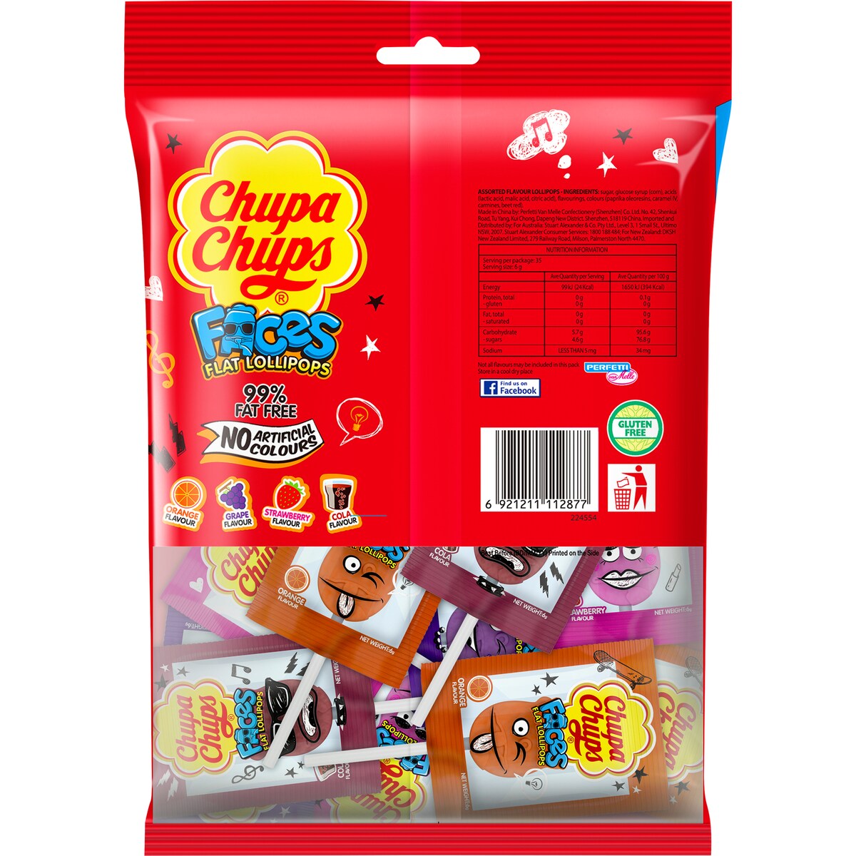 Chupa Chups Faces Flat Lollipops 35 pack
