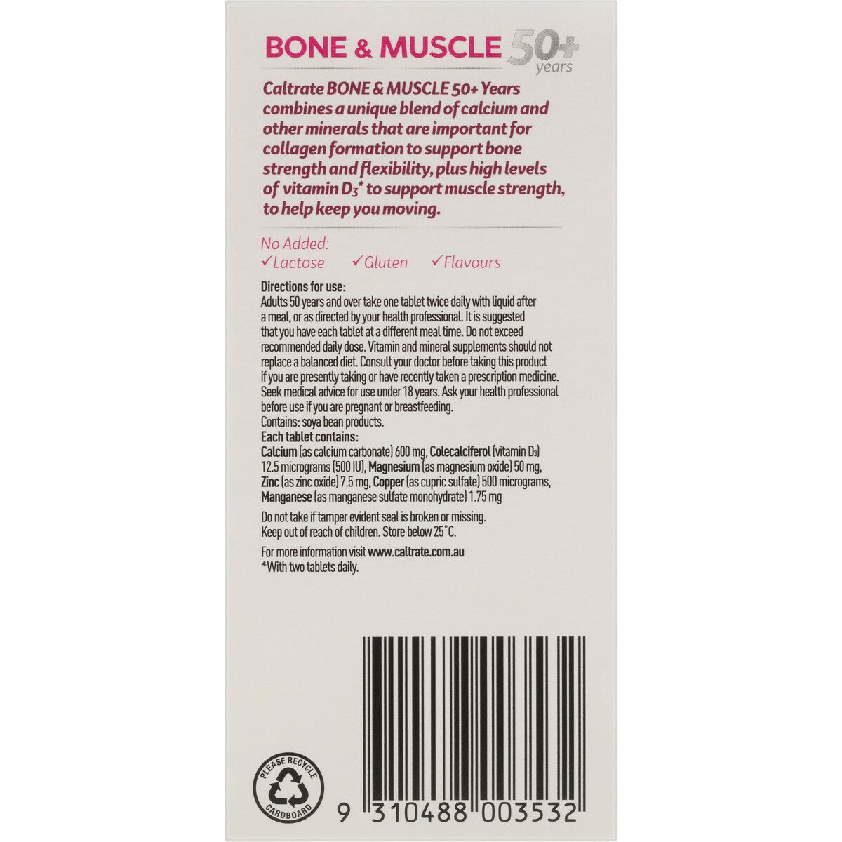 Caltrate Bone & Muscle 50 Plus With Calcium & Vitamin D3 100 pack