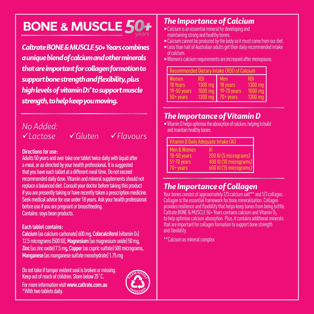 Caltrate Bone & Muscle 50 Plus With Calcium & Vitamin D3 100 pack