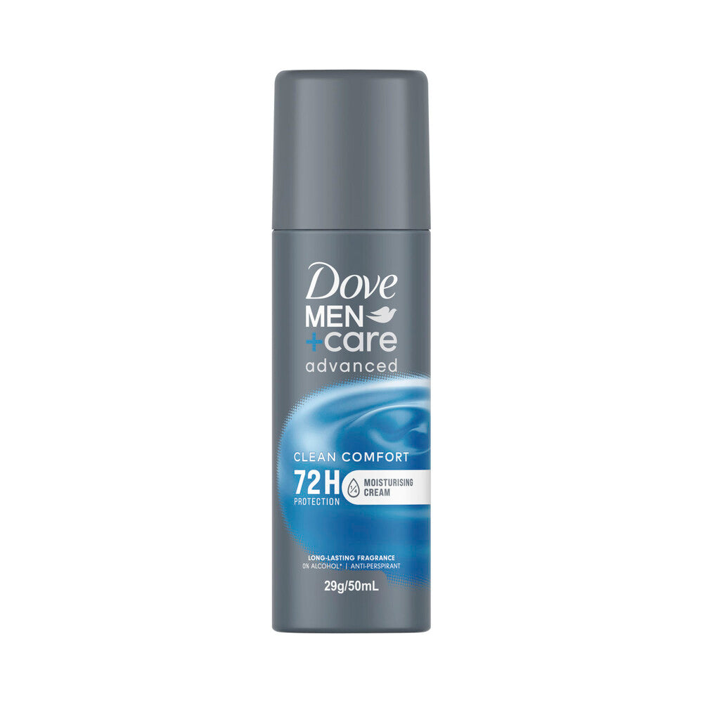 Dove Men Deodorant Advanced 72hr Aerosol Clean Comfort Travel Pack - 50mL