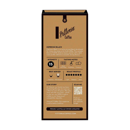Vittoria Black Compatible Coffee Capsules - 10 pack
