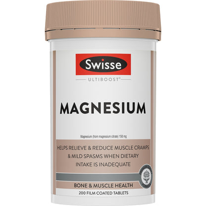 Swisse Ultiboost Magnesium Tablets For Bone And Muscle Health 200 Pack