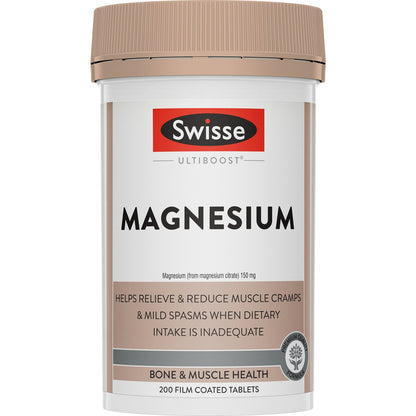 Swisse Ultiboost Magnesium Tablets For Bone And Muscle Health 200 Pack