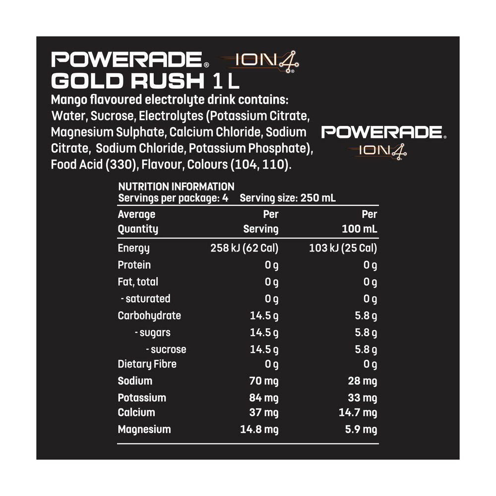 Powerade Isotonic Gold Rush Sports Drink Sipper Cap Bottle - 1L