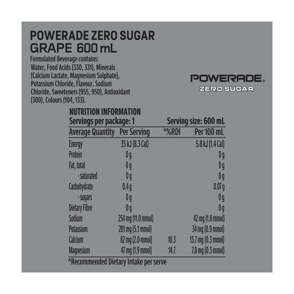 Powerade Sports Drink Zero Grape - 600mL