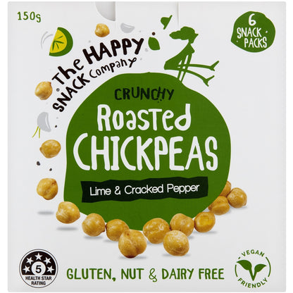 The Happy Snack Company Roasted Chickpeas Lime & Cracked Pepper 6 Pack