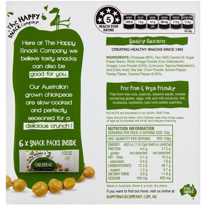 The Happy Snack Company Roasted Chickpeas Lime & Cracked Pepper 6 Pack