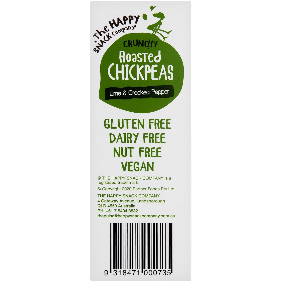 The Happy Snack Company Roasted Chickpeas Lime & Cracked Pepper 6 Pack