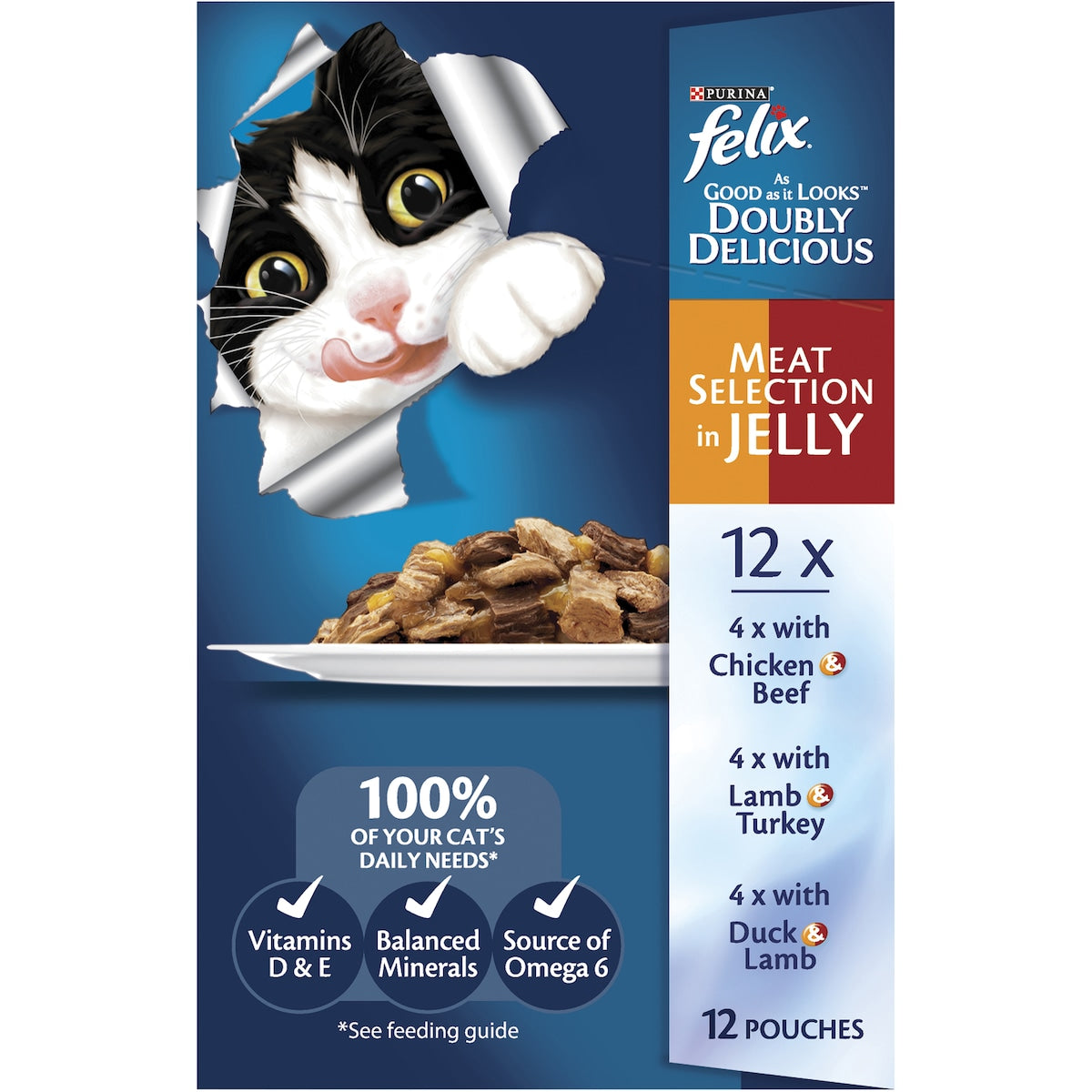Felix Doubly Delicious Meat Selection In Jelly Cat Food 85g X 12 Pack