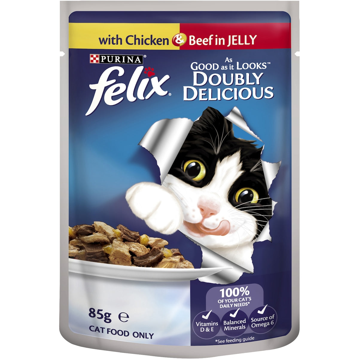 Felix Doubly Delicious Meat Selection In Jelly Cat Food 85g X 12 Pack