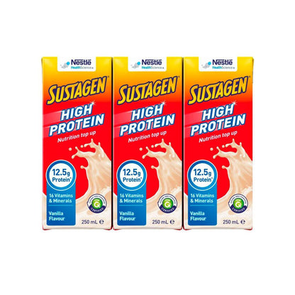 Sustagen High Protein Drink Vanilla 3x250ml - 750mL