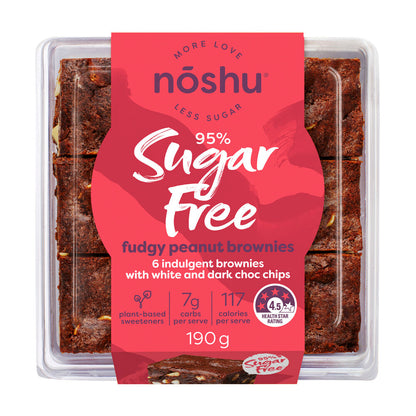 Noshu 95% Sugar Free Fudgy Peanut Brownies - 190g