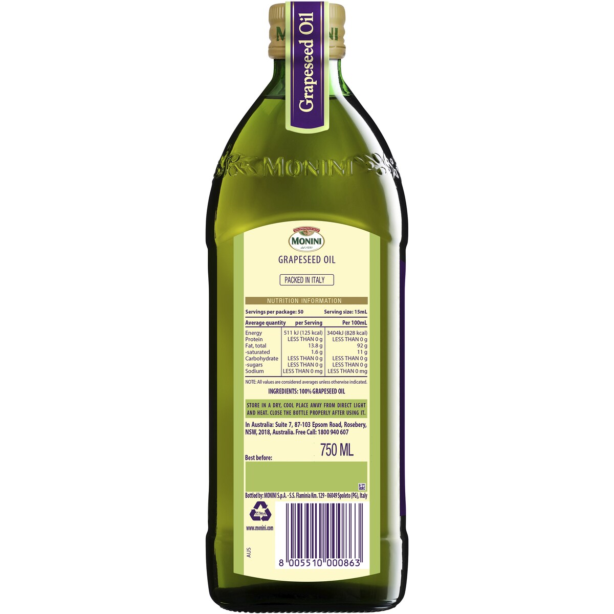 Monini Grapeseed Oil 750mL