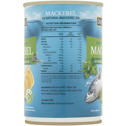 Deep Cove Mackerel In Natural Mackerel Oil 425g