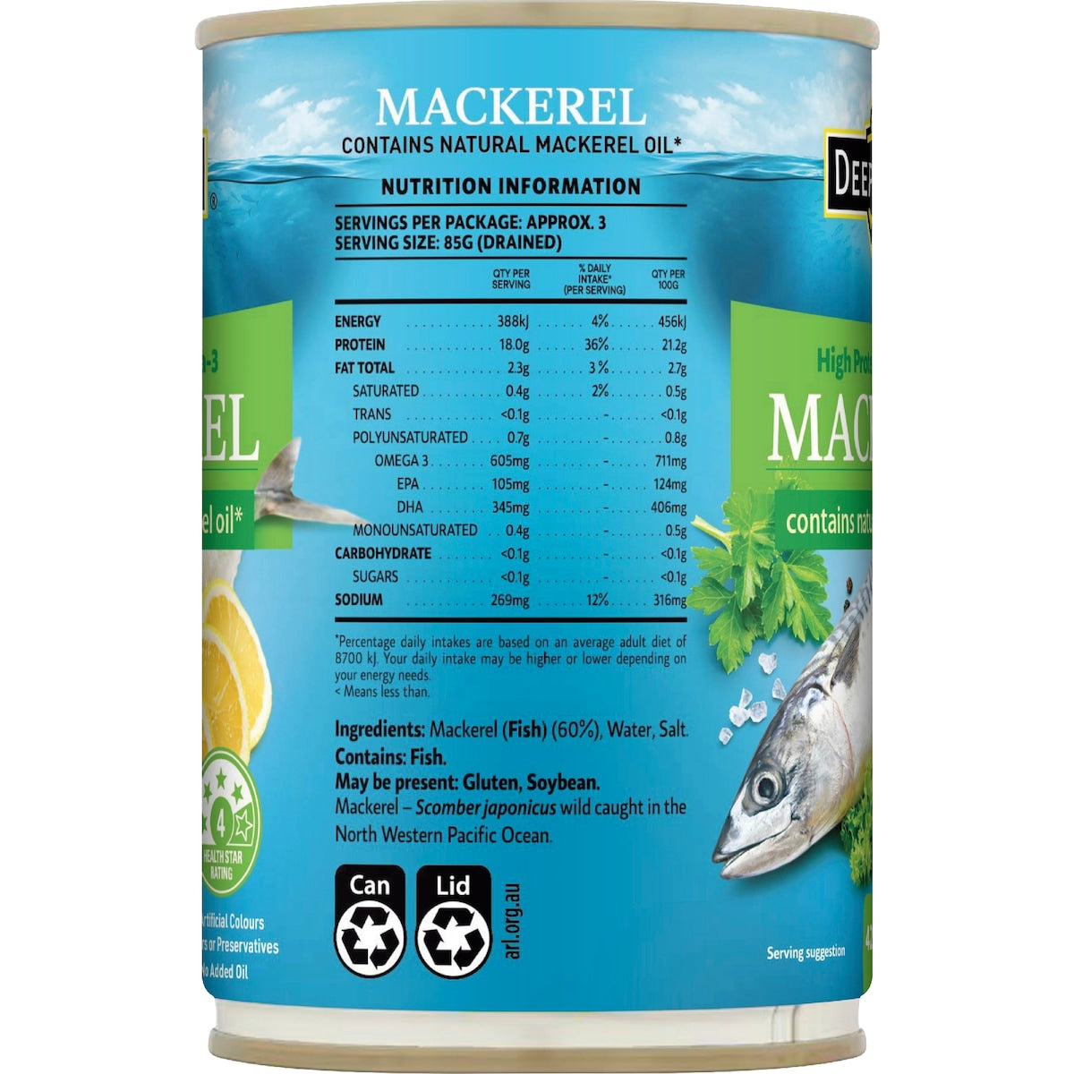 Deep Cove Mackerel Can In Natural Oil 425g