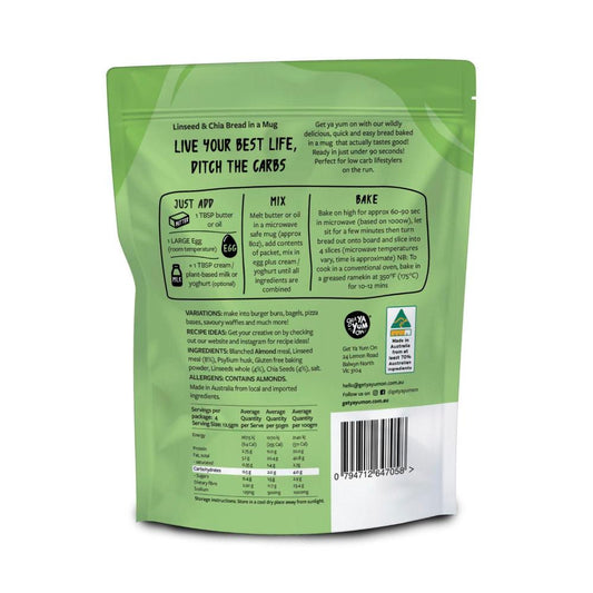 Get Ya Yum On 90 Sec Keto Bread In A Mug - Linseed Chia - 50g
