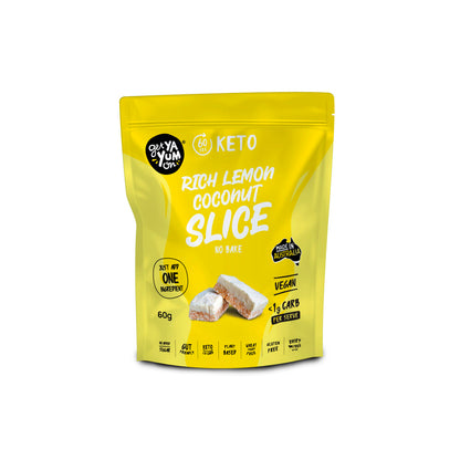 Get Ya Yum On 60 Sec Keto Rich Lemon Coconut Slice (no Bake) - 60g
