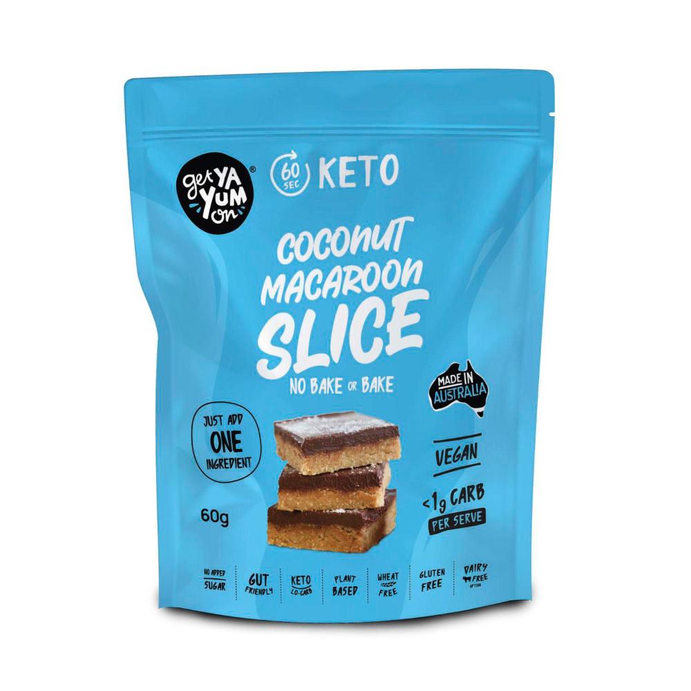 Get Ya Yum On 60 Sec Keto Coconut Macaroon Slice (no Bake Or Bake) - 60g