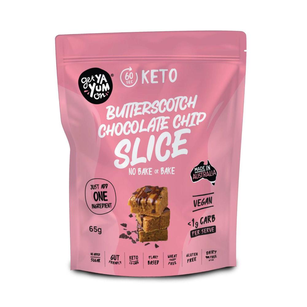 Get Ya Yum On 60 Sec Keto Butterscotch Chocolate Chip Slice (no Bake Or Bake) - 65g