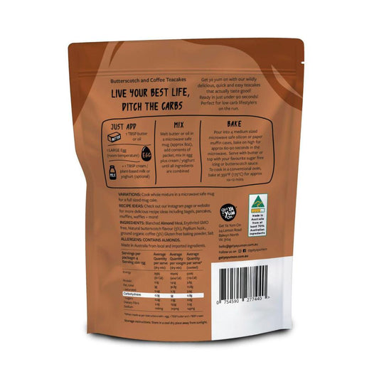 Get Ya Yum On 90 Sec Keto Butterscotch & Coffee Teacakes - 60g