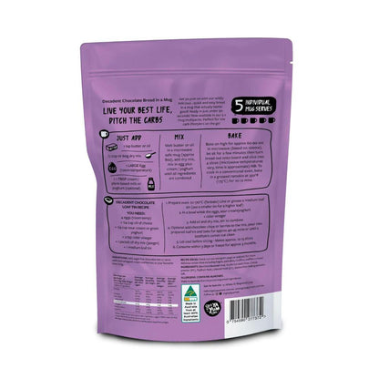 Get Ya Yum On 90 Sec Keto Bread In A Mug Mix - 5xmug Serves - Decadent Choc ... 300g