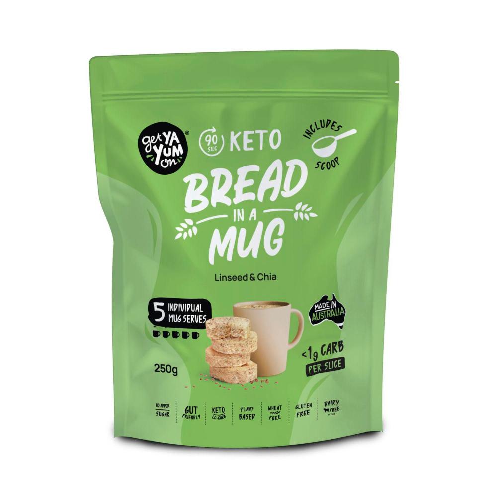 Get Ya Yum On 90 Sec Keto Bread In A Mug Mix - 5xMug Serves - Linseed Chia - 250g