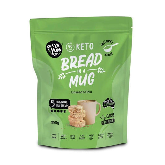 Get Ya Yum On 90 Sec Keto Bread In A Mug Mix - 5xMug Serves - Linseed Chia - 250g