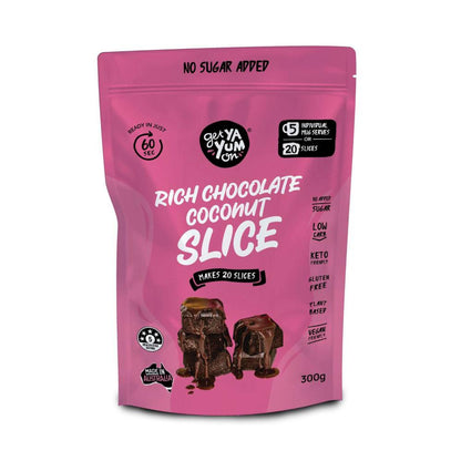 Get Ya Yum On 60 Sec Keto Rich Chocolate Coconut Slice (No Bake) - 5 Mug Serves - 300g