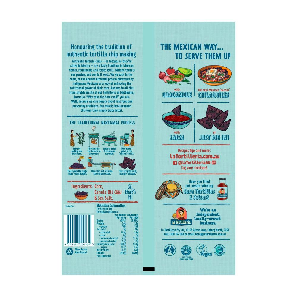La Tortilleria Blue Totopos - 200g