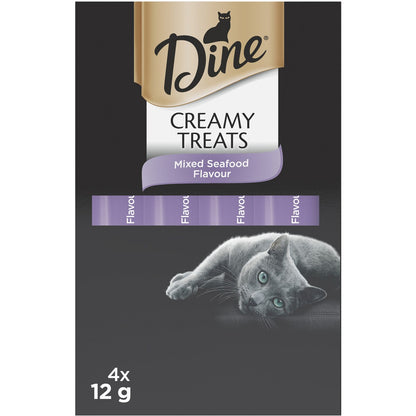 Dine Creamy Treats Cat Treats Mixed Seafood Sachets 12g x 4 pack