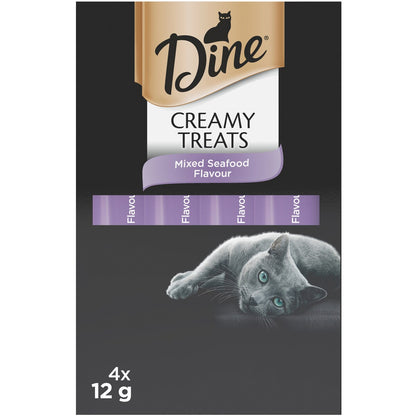 Dine Creamy Treats Cat Treats Mixed Seafood Sachets 12g x 4 pack