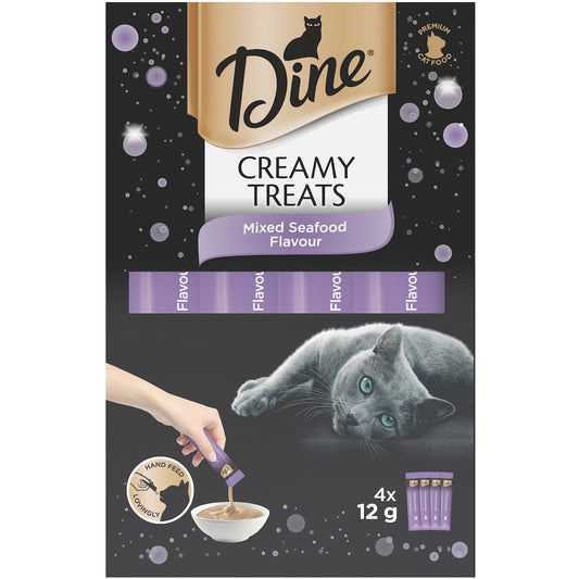 Dine Creamy Treats Cat Treats Mixed Seafood Sachets 12g x 4 pack