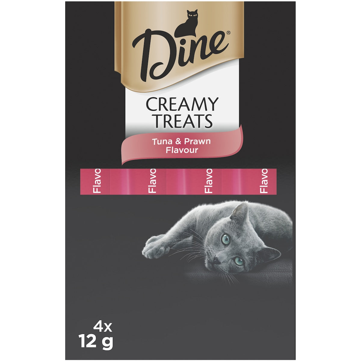 Dine Cat Creamy Treats Treats Prawn & Tuna Sachets 12g X 4 Pack