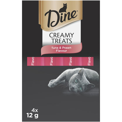 Dine Cat Creamy Treats Treats Prawn & Tuna Sachets 12g X 4 Pack