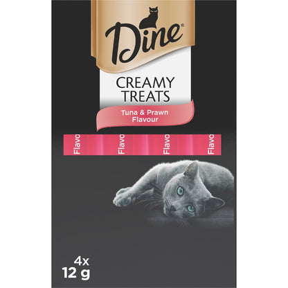 Dine Cat Creamy Treats Treats Prawn & Tuna Sachets 12g X 4 Pack