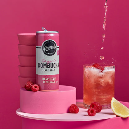 Remedy Raspberry Lemonade Kombucha 250ml X 4 Pack