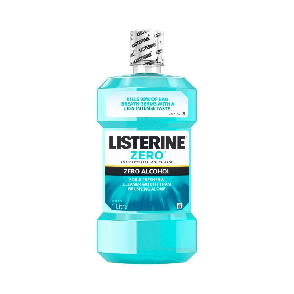 Listerine Zero Alcohol Antibacterial Mouthwash Less Intense Taste - 1L