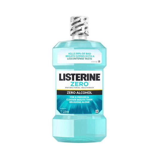 Listerine Zero Alcohol Antibacterial Mouthwash Less Intense Taste - 1L