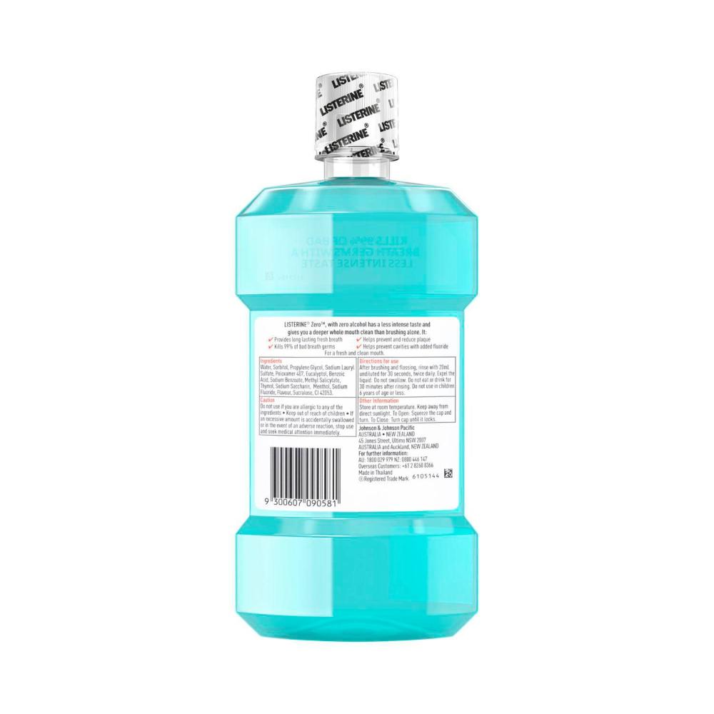 Listerine Zero Alcohol Antibacterial Mouthwash Less Intense Taste - 1L