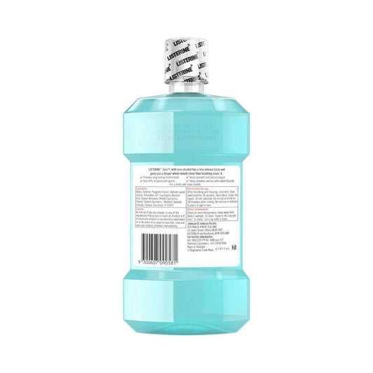Listerine Zero Alcohol Antibacterial Mouthwash Less Intense Taste - 1L