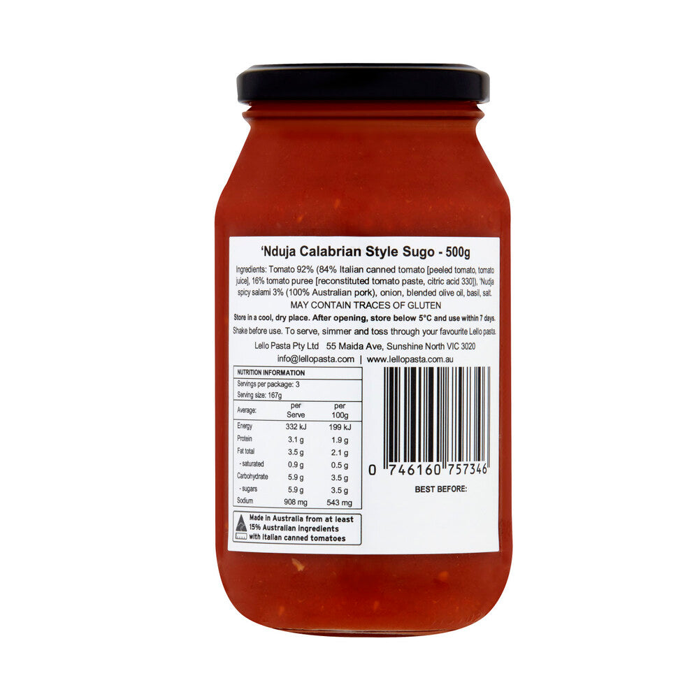 Lello Spicy Calabrian Nduja Sugo - 500g