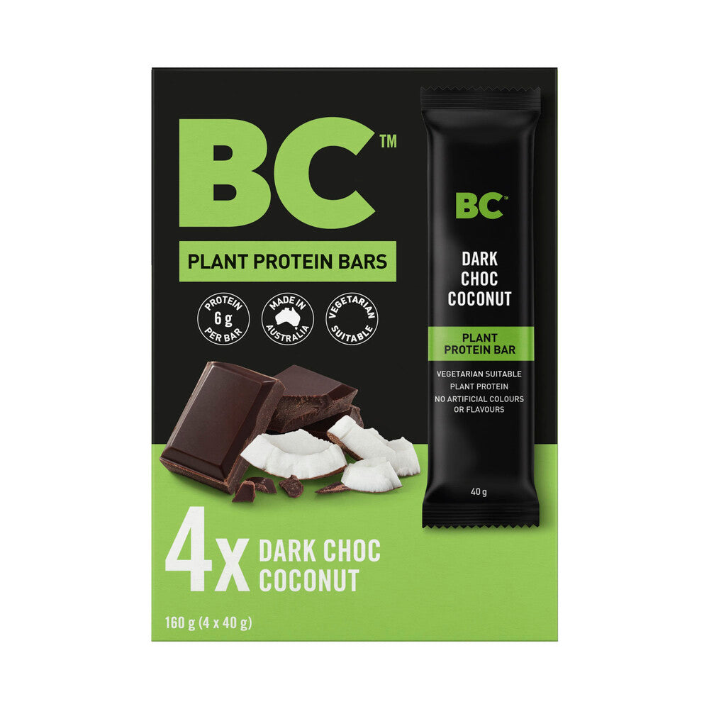 BC Snacks Plant Protein Bar Dark Choc Coconut 6 (4 x 40g) - 160g