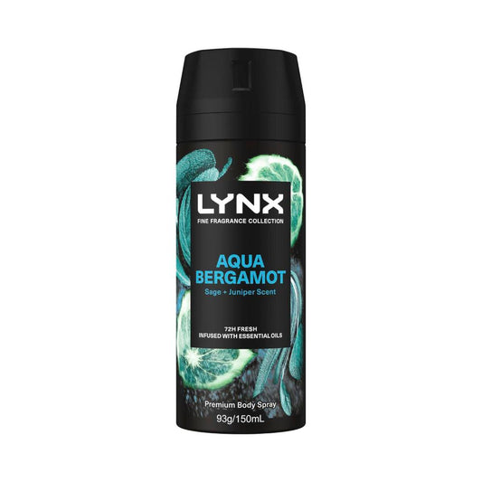 Lynx Fine Fragrance Deodorant Body Spray Aqua Bergamot - 150mL