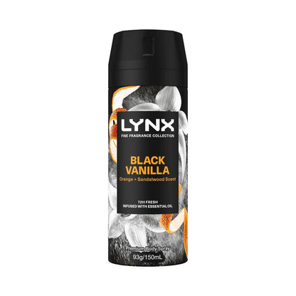 Lynx Fine Fragrance Deodorant Body Spray Black Vanilla - 150mL