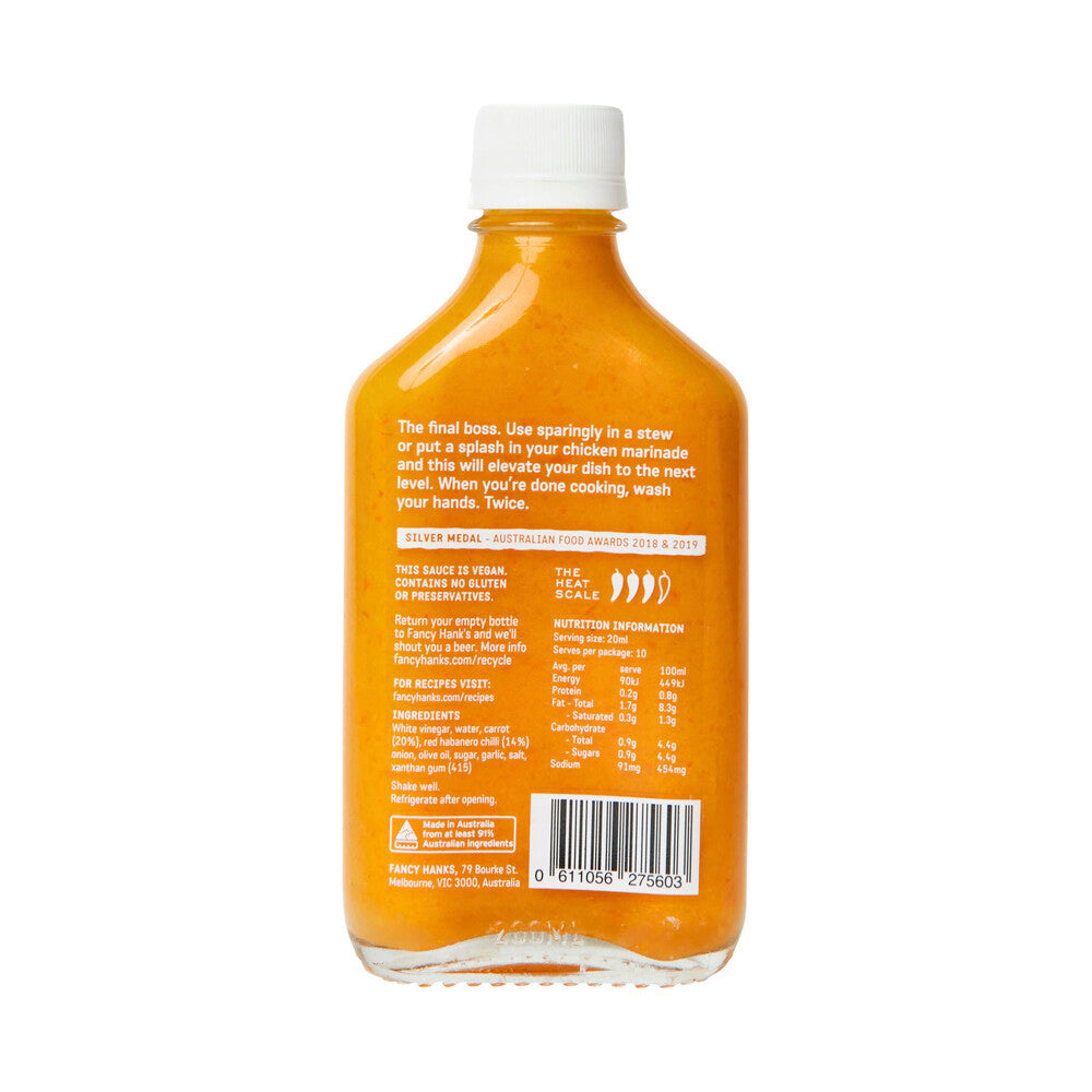 Fancy Hank's Habanero & Carrot Hot Sauce - 200mL