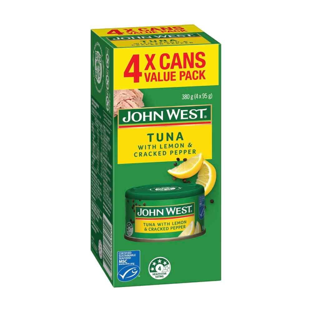 John West Tuna Multipack Lemon Cracked Pepper 4x95g - 380g
